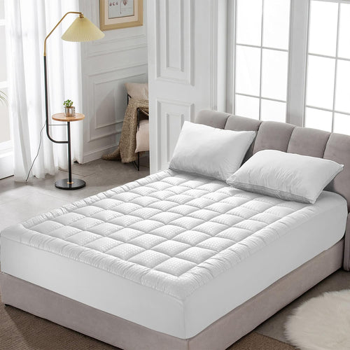 King Mattress Pad Quilted Fitted Mattress Protector Cooling Pillow Top Mattress Cover