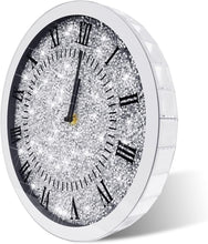 Load image into Gallery viewer, LXARTZJ Crystal Diamond Round Wall Clock Twinkle Bling Decor
