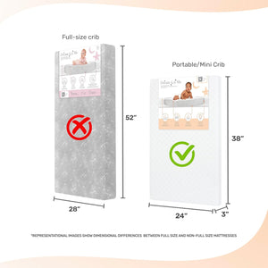 Sunset 3” Extra Firm Fiber Crib Mattress, Greenguard Gold Certified, Waterproof Vinyl Cover, Baby Mattresses for Cribs, Fits Mini and Portable Cribs