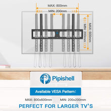 Load image into Gallery viewer, Pipishell Low Profile Fixed TV Wall Mount Bracket Ultra Slim for Most 42-90 Inch LCD OLED QLED 4K Plasma Flat Curved Screen TVs up to132lbs Max VESA 800x600mm, Fits 16&quot;, 18&quot;, 24&quot; Wood Studs