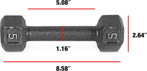 Set of 2 CAP Barbell Cast Iron 5 lb Hex Dumbbell