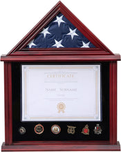 Load image into Gallery viewer, Solid Wood Flag Display Case Military Shadow Box