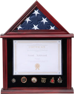 Solid Wood Flag Display Case Military Shadow Box