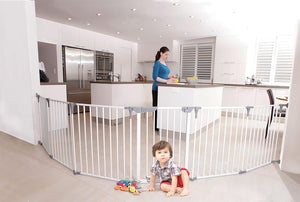 Royale Converta 3-in-1 Play Yard Baby Safety Gate - with 6 Modular Panels - Fits Opening with 151 inch Wide & 29 inch Tall - White