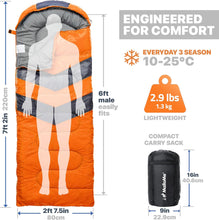 Load image into Gallery viewer, Auction MalloMe Sleeping Bag for Adults Kids Boys &amp; Girls for Winter, Fall &amp; Spring - Single &amp; Double - Waterproof Lightweight &amp; Portable Backpacking Camping &amp; Hiking Outdoor Travel with Compact Bag