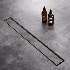 Linear Shower Floor Drain, Brushed Gold 48 Inch 304 Stainless Steel Bathroom Drains Kit