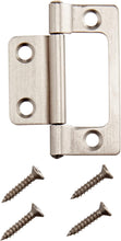 Load image into Gallery viewer, Amazon Basics Non-Mortise Hinges, 2&quot; x 0.9&quot;, Satin Nickel, 10 Pack