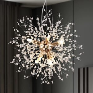 8-Light Isamacc Firework Crystal Chandeliers, Gold Dandelion