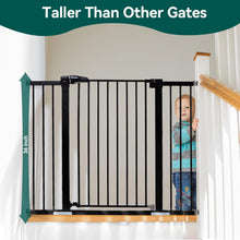 Load image into Gallery viewer, Mom&#39;s Choice Award Winner-BABELIO 36 Inch Extra Tall Metal Baby Gate, Pressure Mounted Dog Gate for Stairs、Doorways &amp; Hallway, Easy Walk Thru Pet Gate, Child Gate with 2*Y Spindle Rods,Black