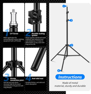 Neewer Photography Light Stand, 3-6.6ft/92-200cm Adjustable Sturdy Tripod Stand for Reflectors, Softboxes, Lights, Umbrellas, Load Capacity: 17.6lb/8kg