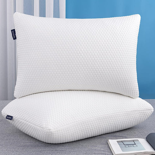 Molblly Standard Pillows Shredded Memory Foam (Set of 2) Standard Size Cooling Bed Pillows 20 x 26 in