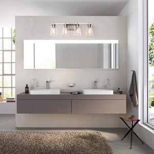 Modern 4 Light Bathroom Vanity Light Fixture with Clear Seeded
