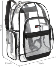 Load image into Gallery viewer, MGgear Clear Transparent PVC School Backpack/Outdoor Backpack with Black Trim