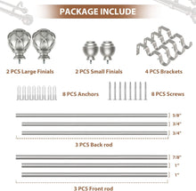 Load image into Gallery viewer, KAMANINA 1 Inch Double Curtain Rods 72 to 144 Inches (6-12 Feet)