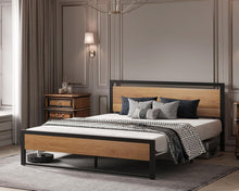 Load image into Gallery viewer, BONSOIR King Size Bed Frame Steady Steel Platform with Wood Headboard/Footboard (King Size)