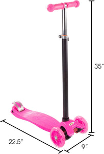 Auction Lil' Rider Kids Scooter-Beginner Adjustable Height Handlebar, 3 LED Light-up Wheels, Kick Scooter-Fun Balance Riding Toy for Girls and Boys (Pink) (80-TK166610P)