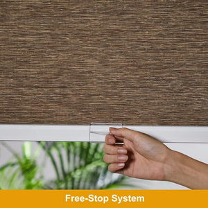 Persilux Free-Stop Cordless Light Filtering Roller Shade - BROWN 35x72INCH