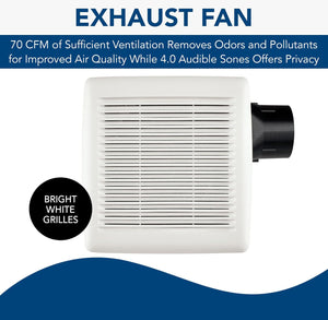 Auction Broan-NuTone E070 Bath Fan, 70 CFM, White Grille