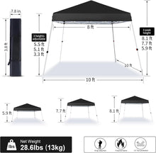 Load image into Gallery viewer, CAMPHILL 8x8 Pop up Canopy Tent,Portable Easy Up Slant Leg Canopy with Carrying Bag,Instant Commercial Shelter,UV Resistant Waterproof,for Outdoor Events,Patio,Backyard,Party,Camping,Black