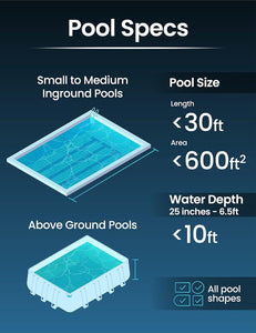 KOKIDO Rechargeable Cordless Pool Leaf Vacuum, Cordless Pool Vacuum for Inground Pools, Heavy Duty