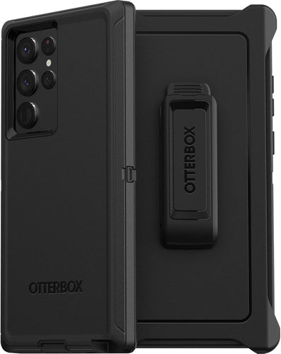 OtterBox Galaxy S22 Ultra Defender Series Case - Black, Rugged and Durable, with Port Protection, Includes Holster Clip and Kickstand