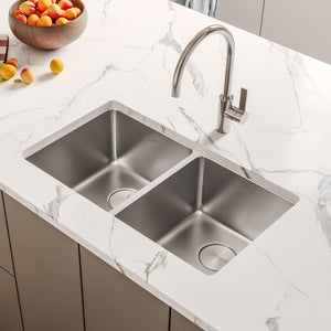 Ruvati 31-inch Undermount Kitchen Sink 50/50 Double Bowl 16 Gauge Stainless Steel