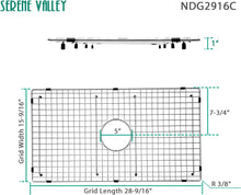 Load image into Gallery viewer, Serene Valley Sink Bottom Grid 28-9/16&quot; X 15-9/16&quot;, Centered Drain with Corner Radius 3/8&quot;, Sink Protector
