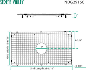 Serene Valley Sink Bottom Grid 28-9/16" X 15-9/16", Centered Drain with Corner Radius 3/8", Sink Protector