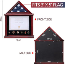 Load image into Gallery viewer, Solid Wood Flag Display Case Military Shadow Box