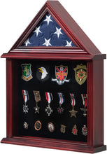 Load image into Gallery viewer, Solid Wood Flag Display Case Military Shadow Box