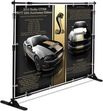 Load image into Gallery viewer, AkTop 8x8 ft Heavy Duty Backdrop Banner Stand Kit, Adjustable Photography Step and Repeat Stand for Parties, Portable Trade Show Photo Booth Background with Carrying Bag