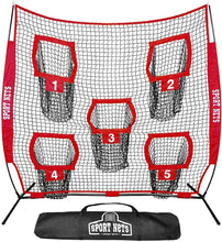 Load image into Gallery viewer, Heavy Duty 7x7 Football Throwing Net (Includes 5 Targets Pockets) with Carry Bag