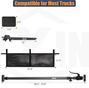 XINQIAO Cargo Bar for Pickup Truck Bed, Premium Universal Truck Cargo Bar with Cargo Net and Divider Bar, 200 LB Capacity