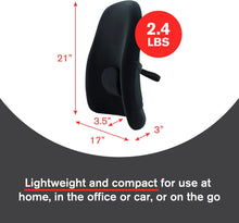 Load image into Gallery viewer, ObusForme Lowback Backrest Support - Lower Back Padded Seat Cushion and Lumbar Support Pillow, Portable Posture Support with Soft and Durable Foam