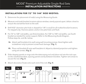 MODE Premium Collection 1 1/8" Diameter Curtain Rod Set