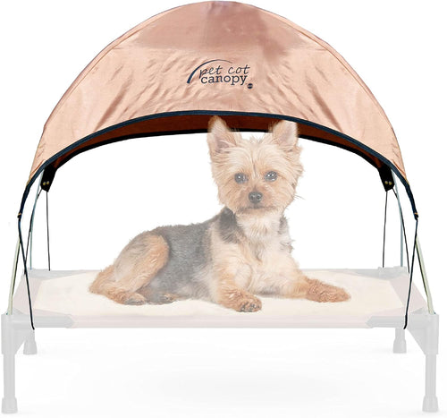 K&H Pet Products Pet Cot Shade Canopy for Elevated Outside Dog Beds, Dog Sun Umbrella Canopy for Dog Cots (Cots Sold Separately), Tan, Small 22 X 17 Inches