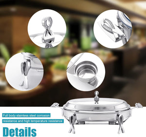 Chafing Dish Buffet Set Stainless Steel Frame Safe Oven Glass Server with Lid