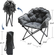 Load image into Gallery viewer, KHORE Oversized Camping Chair Heavy Duty Steel Folding Chair with Carry Bag for Hiking Camping (Grey)