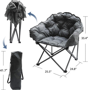 KHORE Oversized Camping Chair Heavy Duty Steel Folding Chair with Carry Bag for Hiking Camping (Grey)