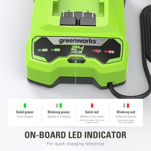 Greenworks 24V Battery Charger, CAF806, Green