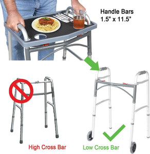 Support Plus Walker Tray Table with Non-Slip Mat/Cup Holders - Mobility Accessory Fits Most Standard Walkers (21" x 16") (Gray)