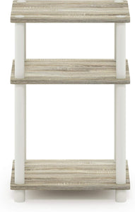 Auction 3-Tier Turn-N-Tube End Table / Side Table / Night Stand / Bedside Table, 1-Pack, Sonoma Oak/White