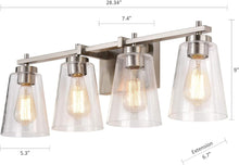 Load image into Gallery viewer, Modern 4 Light Bathroom Vanity Light Fixture with Clear Seeded