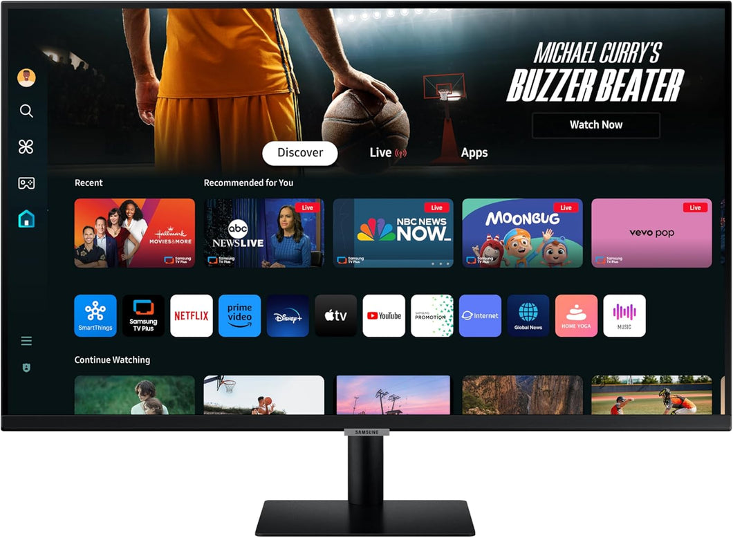 Samsung 32 Inch M7 Black Smart Monitor with Smart TV apps, 4k UHD, 4 ms Refresh Rate, USB-C, Multiple Ports, Gaming hub - (LS32DM702UNXGO) [Canada Version] (2024)