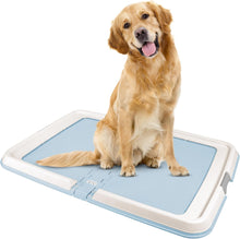 Load image into Gallery viewer, IRIS USA Pee Pad Holder, XL, Marking and Leg Lifting Dog Pad Holder, Foldable, Secure Latches, Non-Skid Rubber Feet, High Polish Finish for Easy Cleaning, Fits 58.4 x 88.9 cm Pad or Larger, Blue