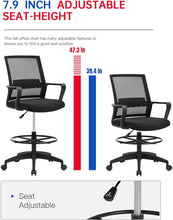 Load image into Gallery viewer, Adjustable Height Support Arms Footrest Mid Back Swivel Chair