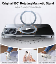 Load image into Gallery viewer, TORRAS 360° Rotatable Ring for iPhone 16 Pro Max Case with Stand, Compatible with MagSafe, Military Grade Drop Protection, Yellowing Resistant, Magnetic Case for iPhone 16 Pro Max 6.9&quot;, Clear