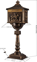 Load image into Gallery viewer, ZOTORUN Mailbox Rustproof Cast Aluminum Locking Security Post Mount, Large, Bronze