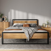 Load image into Gallery viewer, BONSOIR King Size Bed Frame Steady Steel Platform with Wood Headboard/Footboard (King Size)
