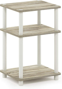 Auction 3-Tier Turn-N-Tube End Table / Side Table / Night Stand / Bedside Table, 1-Pack, Sonoma Oak/White